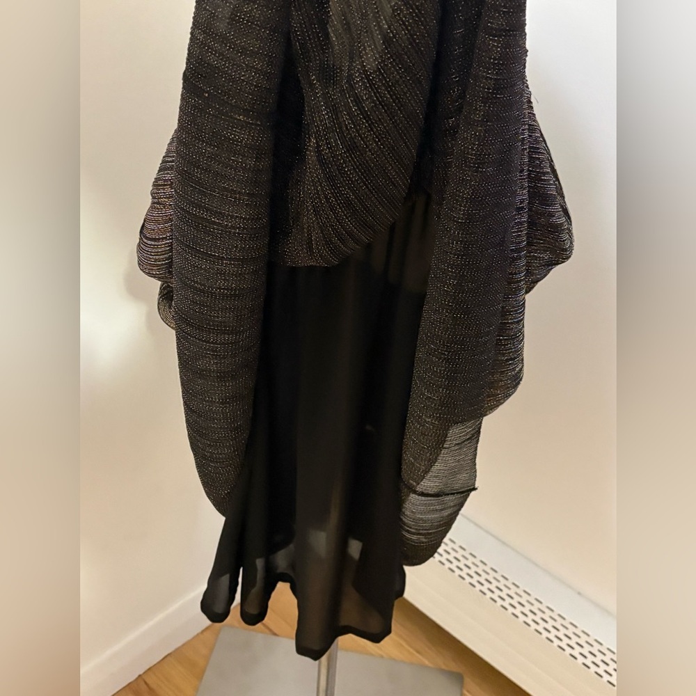 Zara Basic Collection Black Gold Metallic Flounce Midi A-line Skirt Size Large - Picture 7 of 12